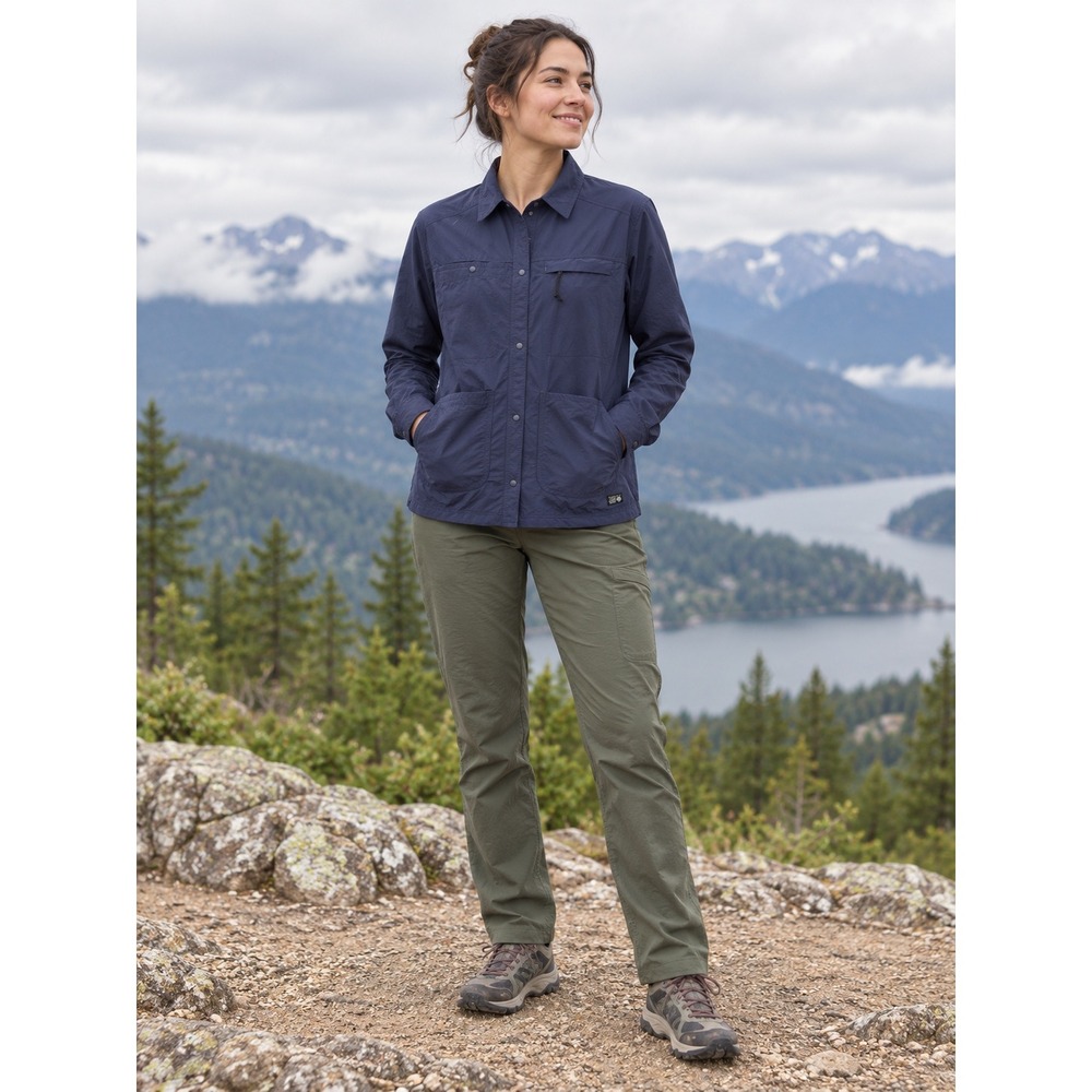 Mountain Hardwear Canyon Long Sleeve Shirt Womens Small Navy Blue OL6313 Hiking